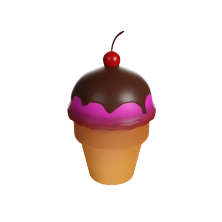 Cono de helado de fresa  3D Icon