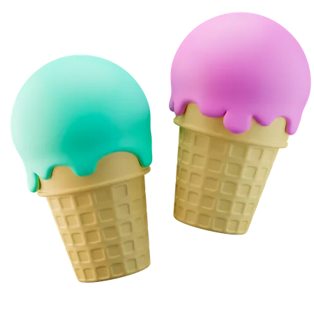 Cono de helado doble  3D Icon