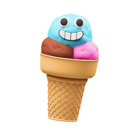 Cono de helado feliz  3D Icon