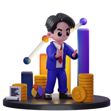 Conseiller financier en colère  3D Illustration