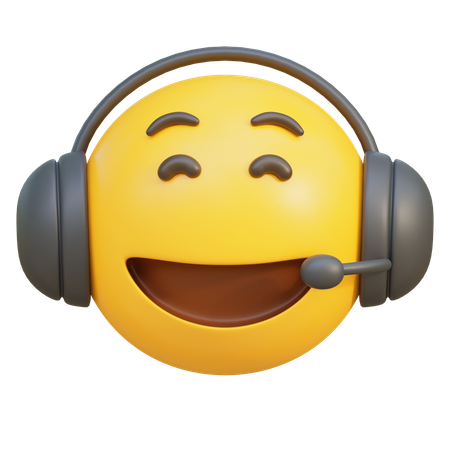 Conseiller portant un casque avec une expression souriante emoji  3D Icon