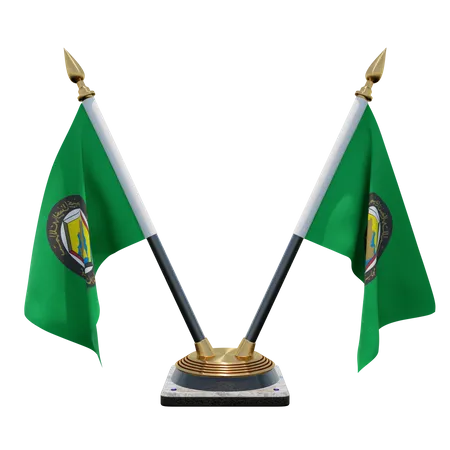 Suporte de bandeira de mesa dupla (V) do Conselho de Cooperação do Golfo  3D Icon