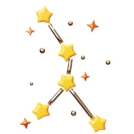 3 D Cute Cartoon Stars And Constellations Of Cancer With Little Sparkle And Metal Dust Astrology And Astronomy Science Fiction And Comic Galaxy Space Concept 3D Icon