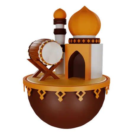 Construção de mesquita  3D Illustration