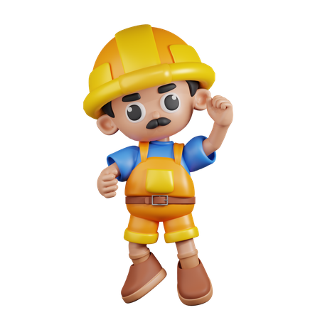 Constructeur avec félicitations  3D Illustration