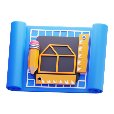 建設設計図  3D Icon