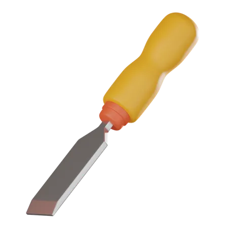 Craftsmanship Featuring A Construction Chisel Ideal For Construction Carpentry And DIY Projects Conveying Precision And Skilled Workmanship 3 D Render Illustration 3D Icon