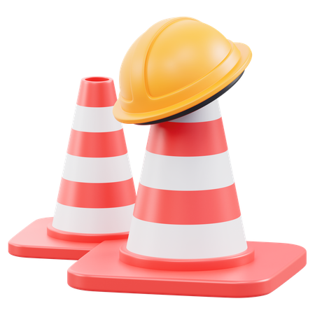 Construction Cone And Helmet  3D Icon