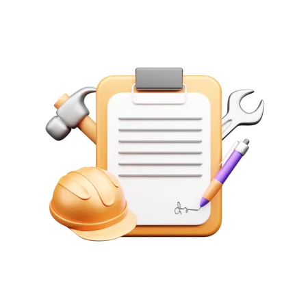 Construction Contract  3D Icon