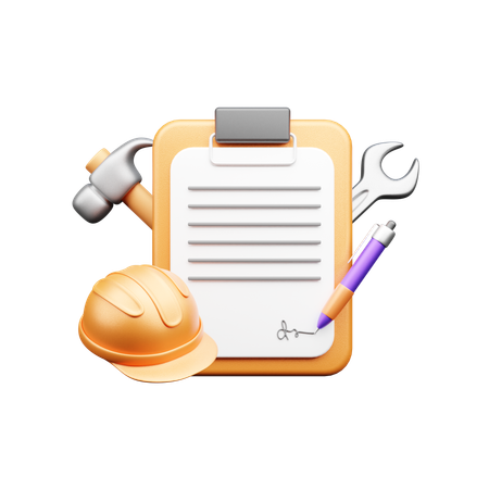 Construction Contract  3D Icon