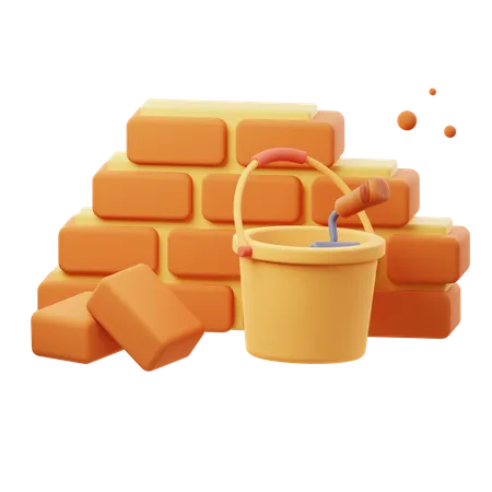 Construction d'un mur de briques  3D Icon