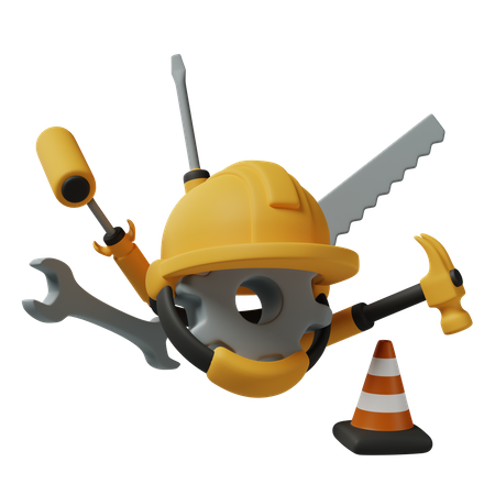 Construction Helmet And Tools  3D Icon