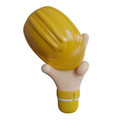 Construction Helmet In Hand  3D Icon