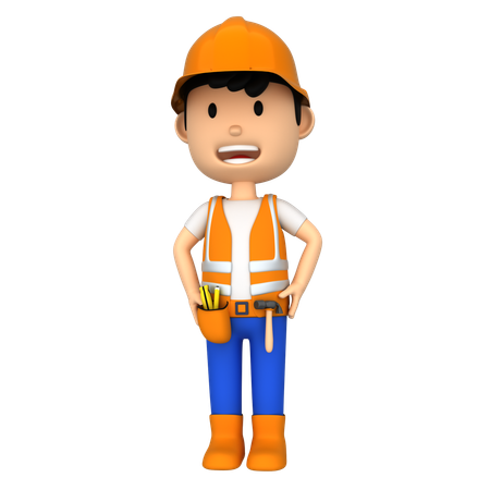 Construction Man  3D Illustration