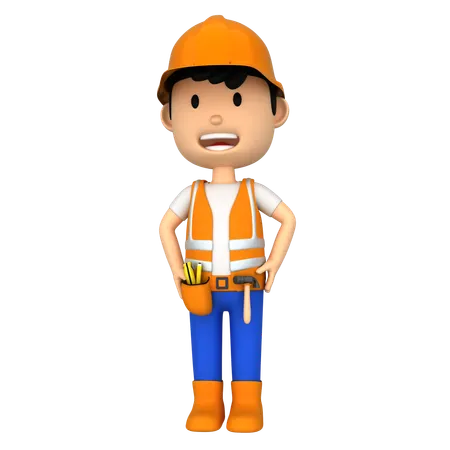 Construction Man  3D Illustration