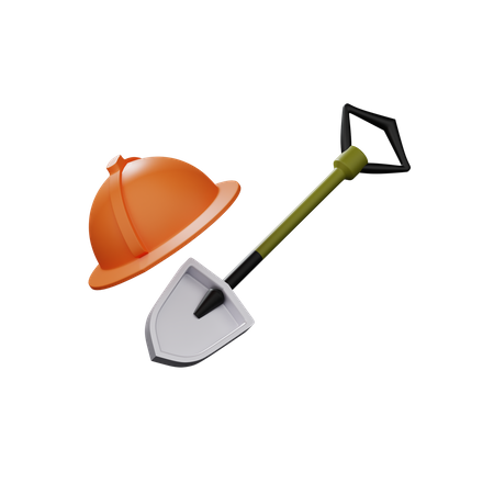 Construction Shovel 3D Illustration