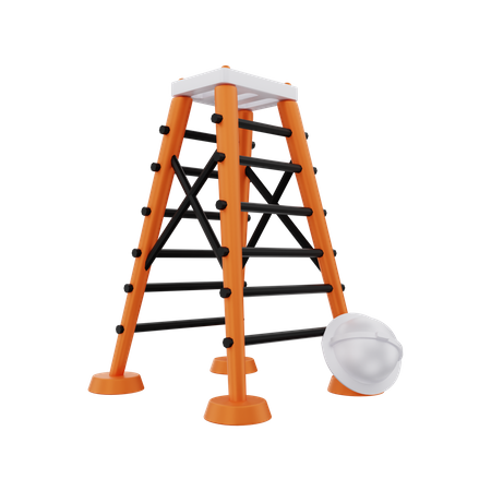 Construction Stairs With Helmet  3D Illustration