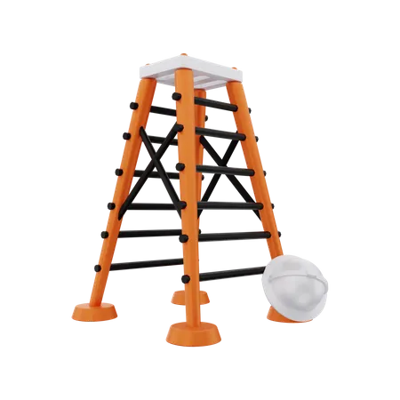 Construction Stairs With Helmet  3D Illustration