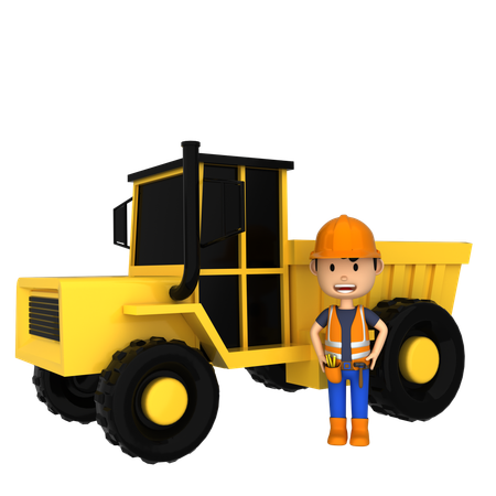 Construction Truck  3D Illustration