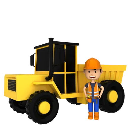 Construction Truck  3D Illustration