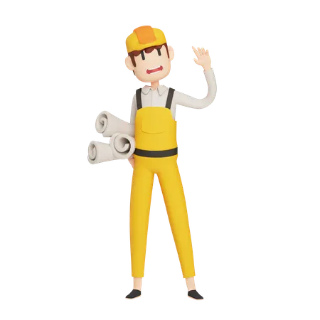 Construction Worker  3D Icon