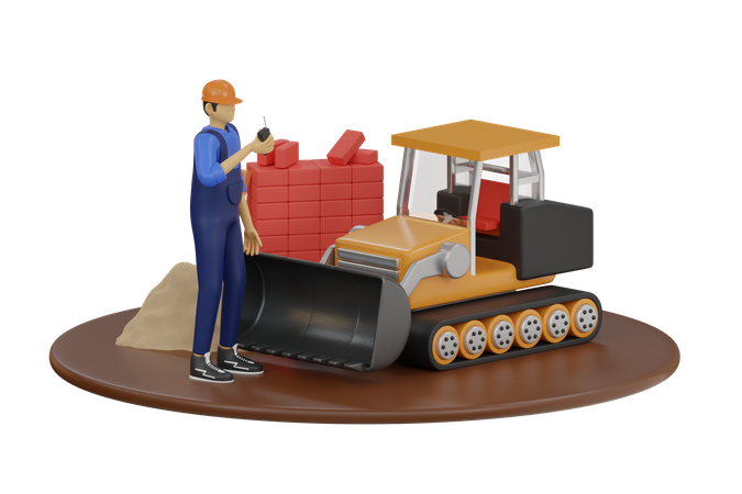 Construction worker  3D Illustration