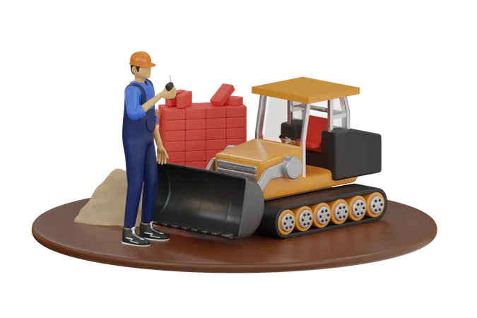 Construction worker  3D Illustration