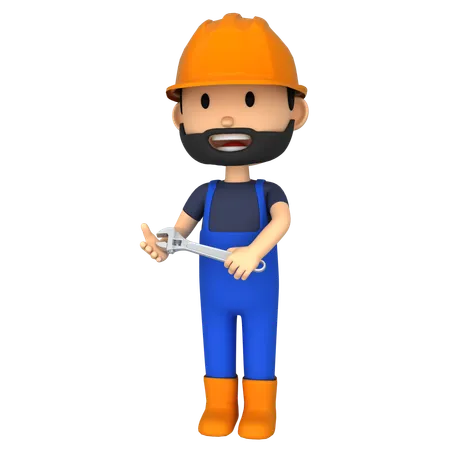 Construction Worker  3D Illustration