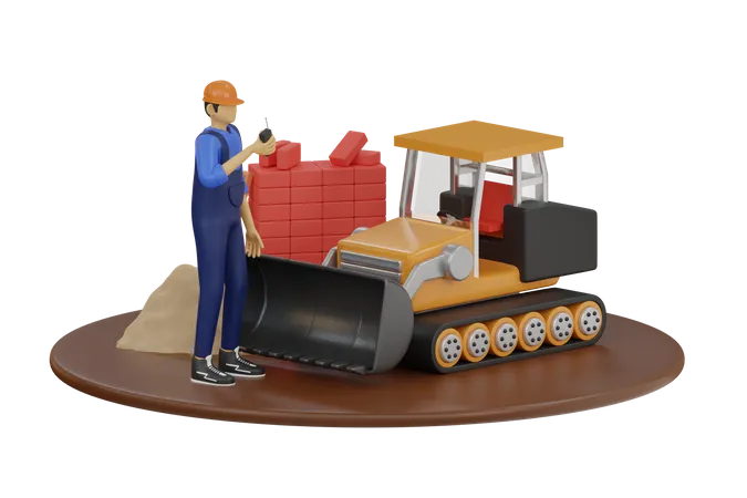 Construction worker 3D Illustration