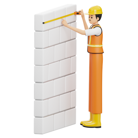 Construction Worker And Measuring Tape  3D Icon