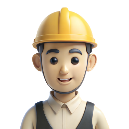 Construction Worker Avatar  3D Icon