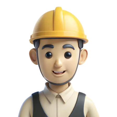 Construction Worker Avatar  3D Icon