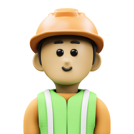 Construction Worker Avatar  3D Icon