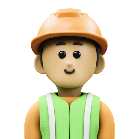 Construction Worker Avatar  3D Icon