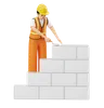 Construction Worker Building Wall