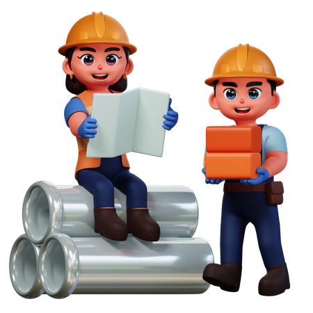 Construction worker celebrating Labor Day  3D Icon