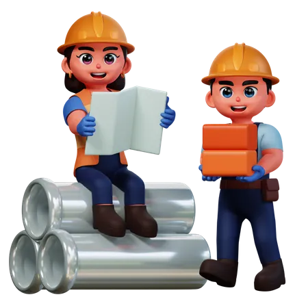 Construction worker celebrating Labor Day  3D Illustration