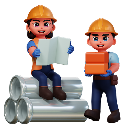Construction worker celebrating Labor Day  3D Illustration