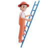 worker climbing ladder 3d logo