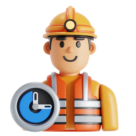Construction worker productivity  3D Icon