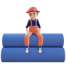 sitting on pipes 3d illustration