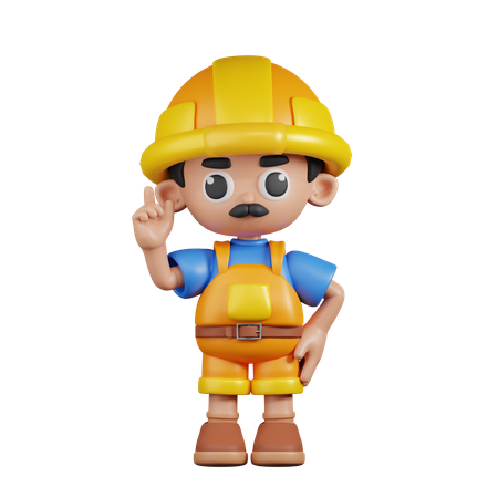 Constructor apuntando hacia arriba  3D Illustration