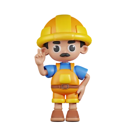 Constructor apuntando hacia arriba  3D Illustration