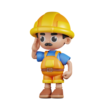 Constructor dando saludo  3D Illustration