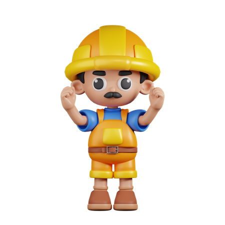 Constructor emocionado  3D Illustration