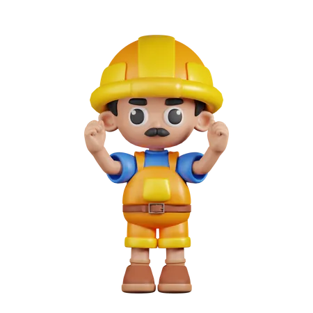 Constructor emocionado  3D Illustration