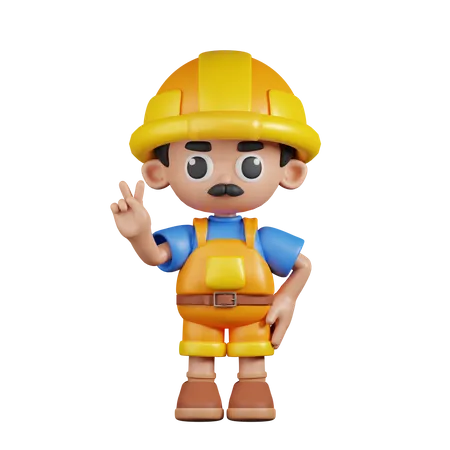 Constructor mostrando signo de la paz  3D Illustration