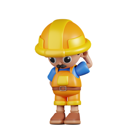 Constructor preocupado  3D Illustration