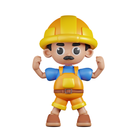 Constructor luciendo fuerte  3D Illustration