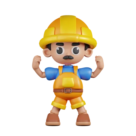 Constructor luciendo fuerte  3D Illustration